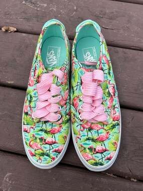 Vans Camden Deluxe Flamingo Mint Low Top Sneakers Women's Size 11